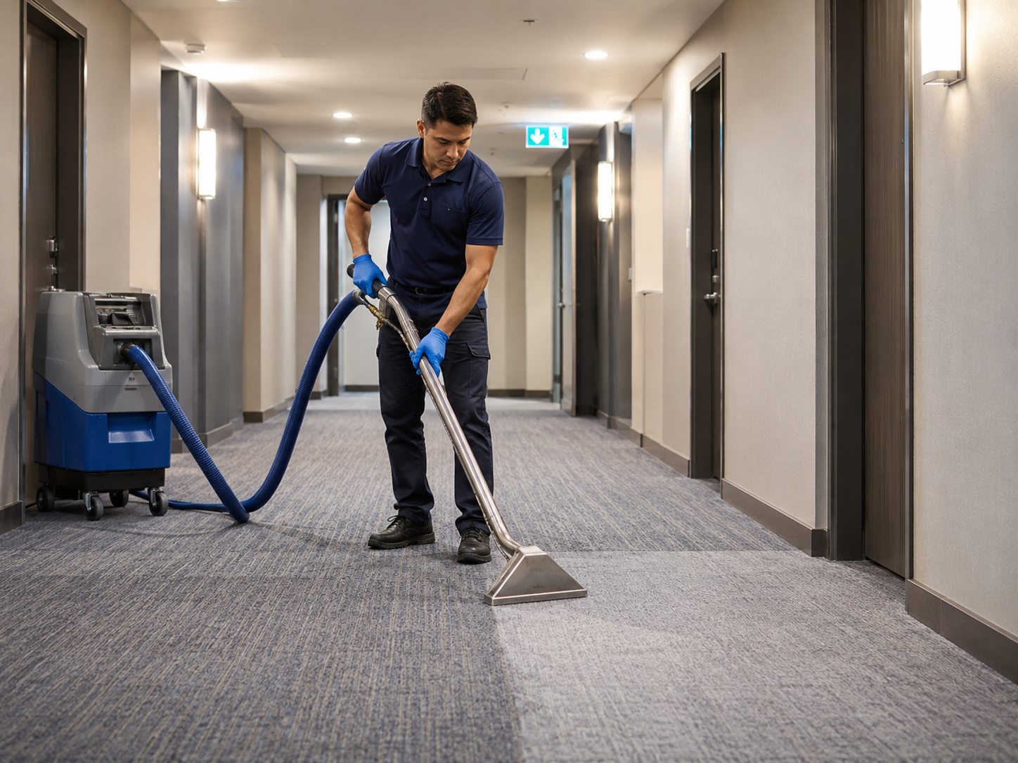 Apartment corridor carpet cleaning